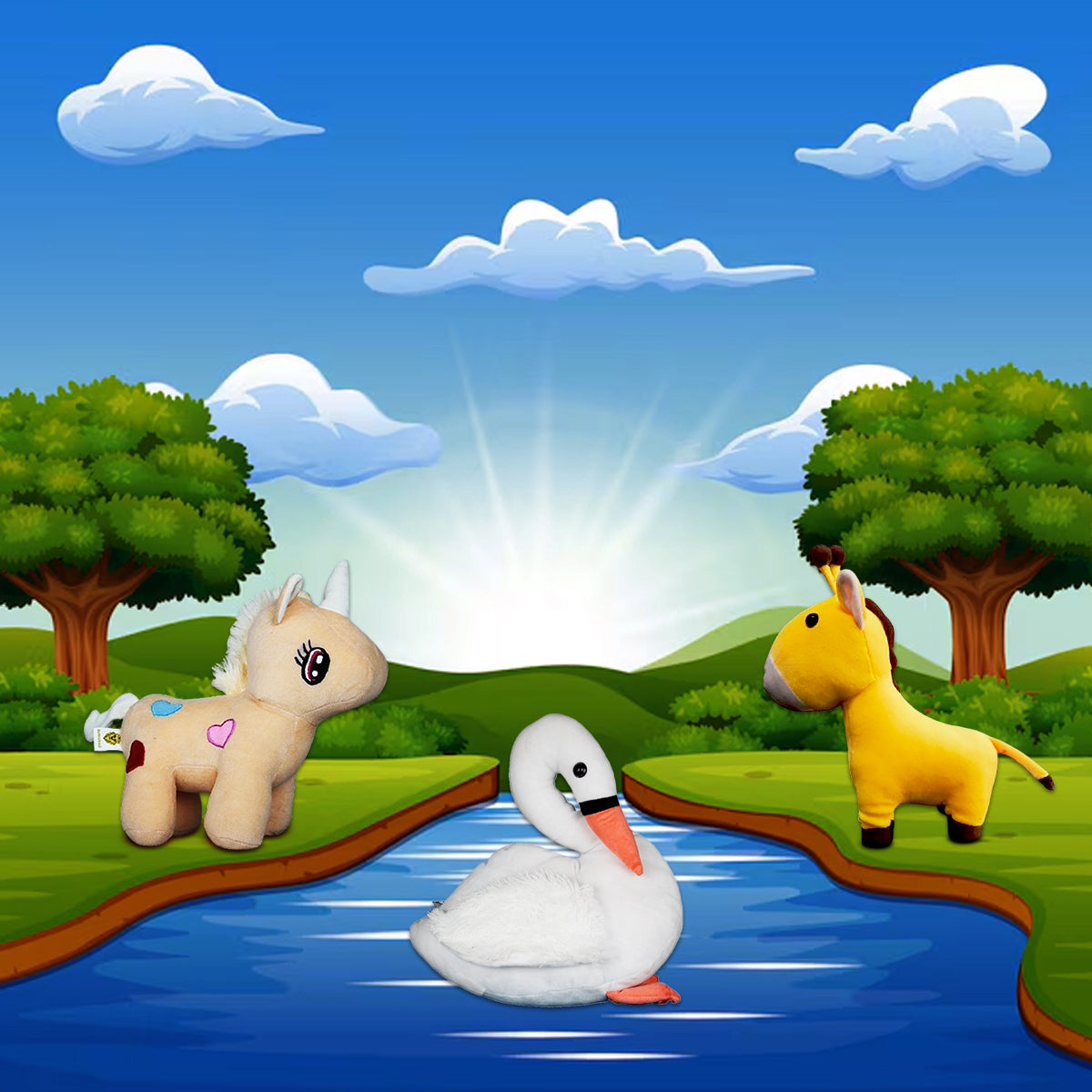 Goldenhub Toys Combo Set Of 3 Unicorn, Swan & Fonex