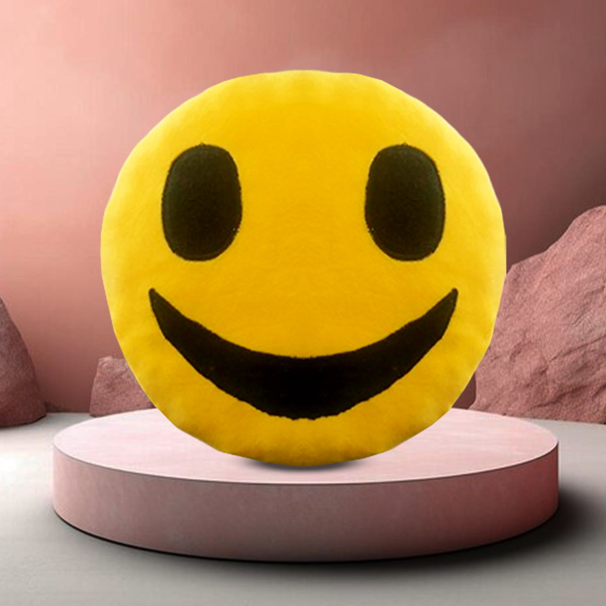 Goldenhub Toys Big Smiley Cushion – 25 CM Yellow Soft Round Pillow w