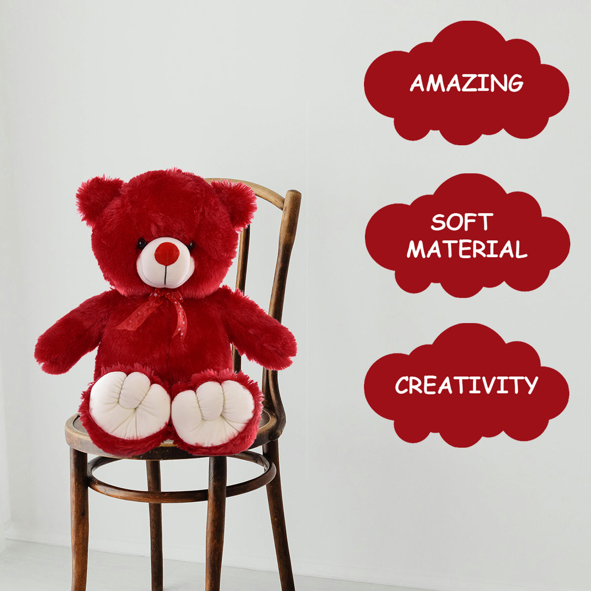 Goldenhub Teddy Bear – 60 CM Red Standing Plush Teddy for Kids