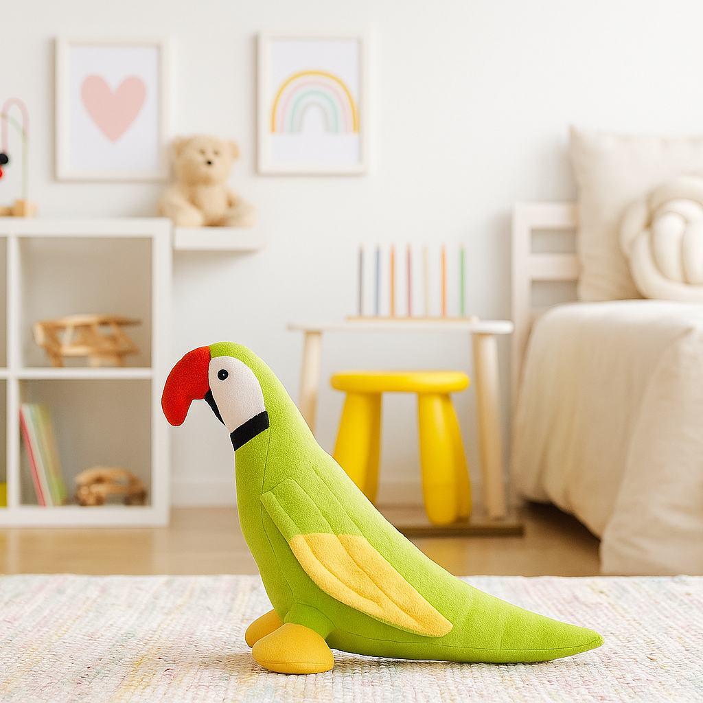 Goldenhub Toys King Parrot 40cm – Soft Plush Green Parrot Stuffed Toy for Kids, Super-Soft, Huggable & Safe, Ideal Gift for Boys & Girls