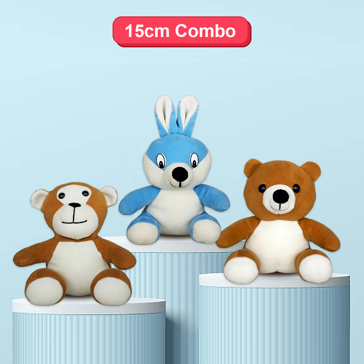 Goldenhub Toys Combo Set Of 3 Monkey, Teddy & Rabbit