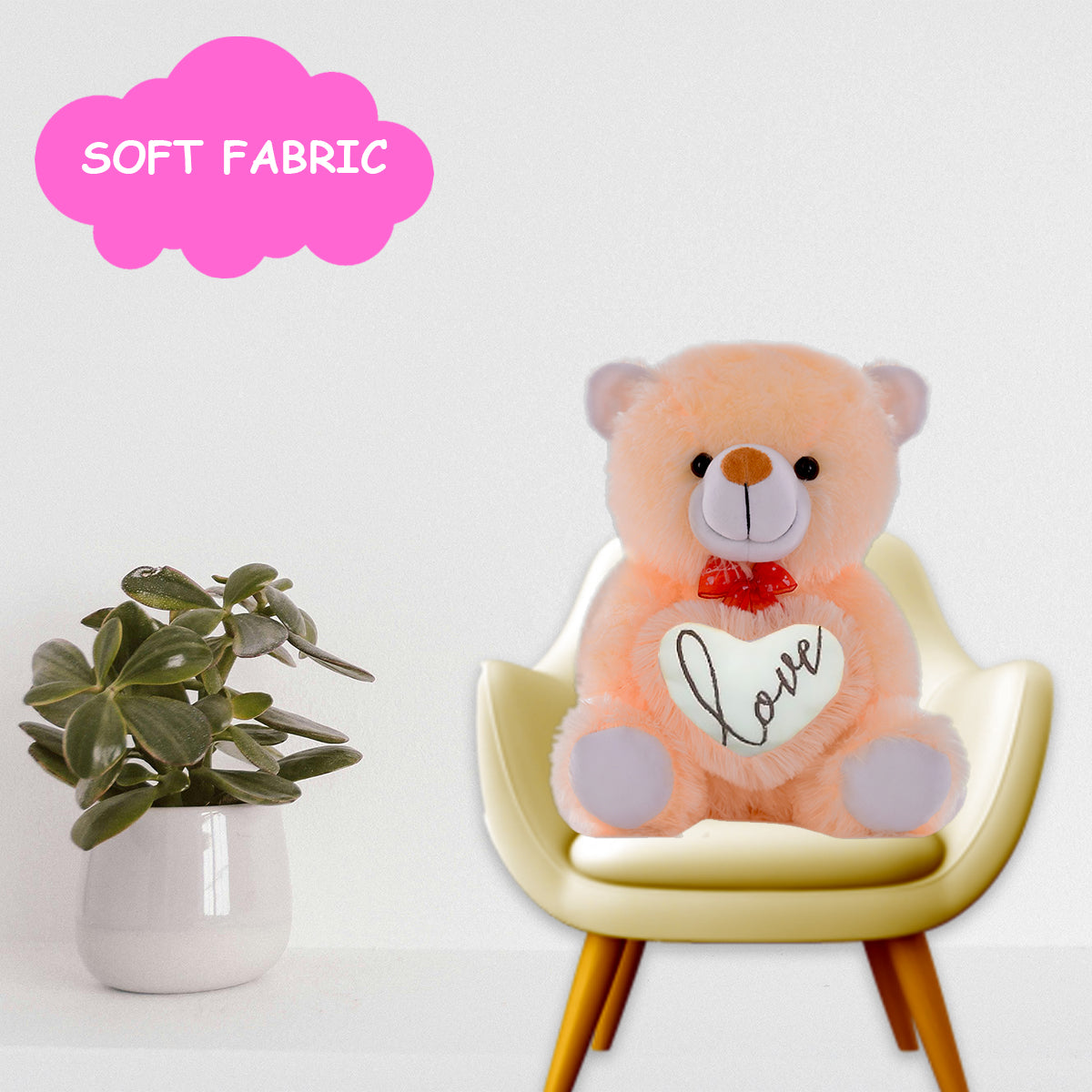GoldenHub Teddy Bear Sitting with Heart - Height 30 cm