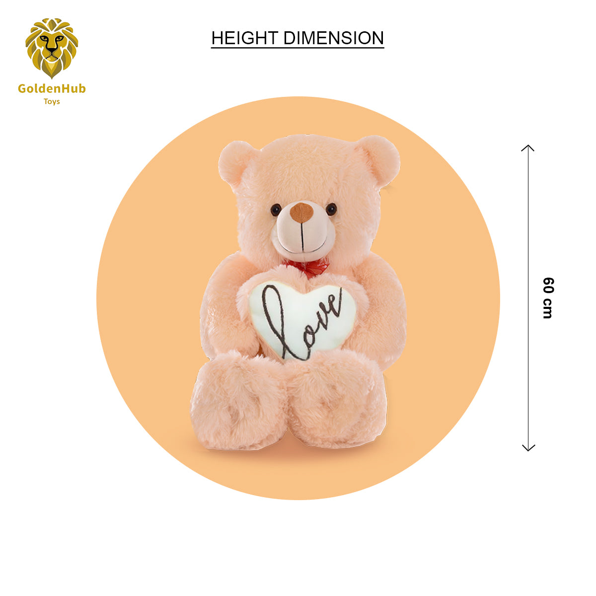 Goldenhub Teddy Bear  60 cm Standing Different With Heart Butter