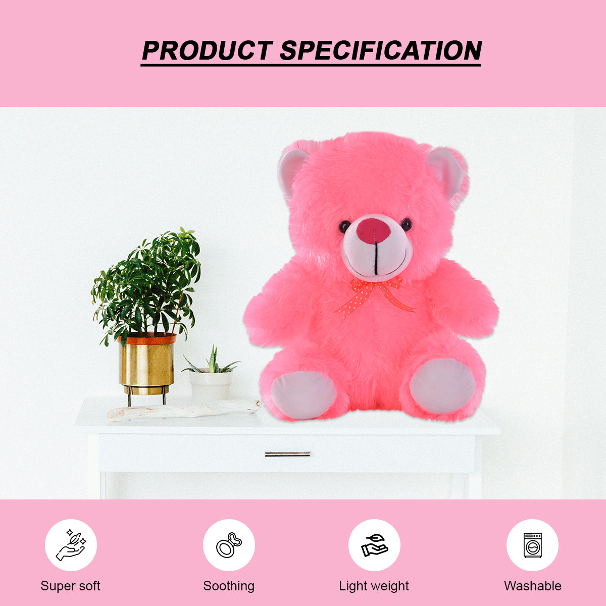 Goldenhub Toys Pink 20 CM Teddy Soft Toys