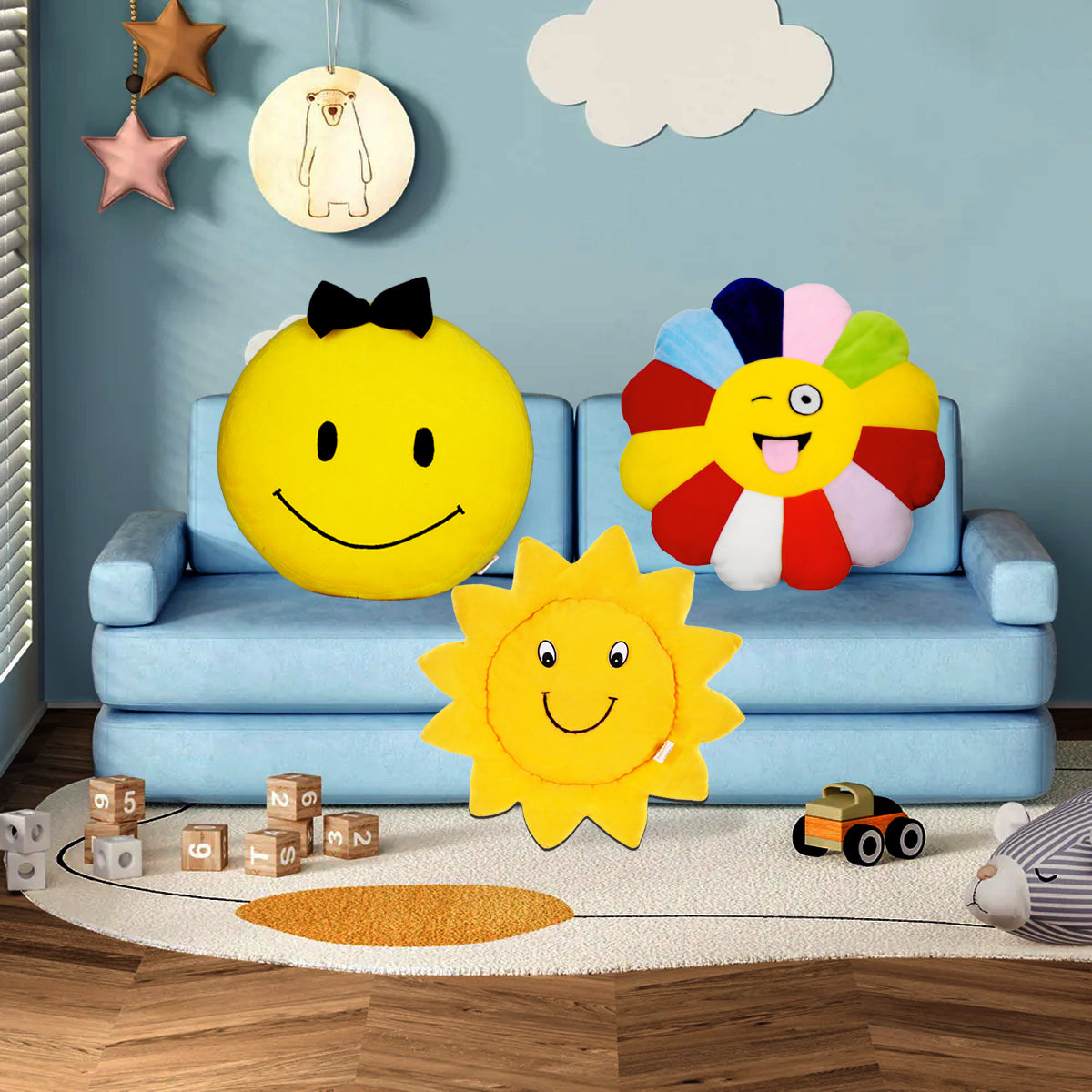 Goldenhub Toys Combo Set Of 3 Sunflower, Sunflower Smiley & Smiley With Bow