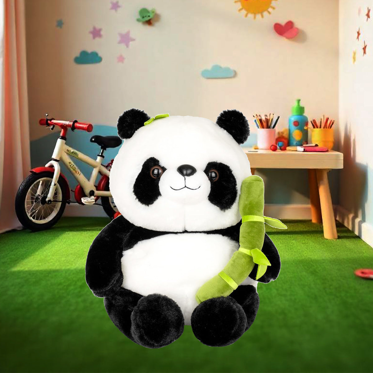 Goldehub Teddy Panda With Bamboo 30 CM