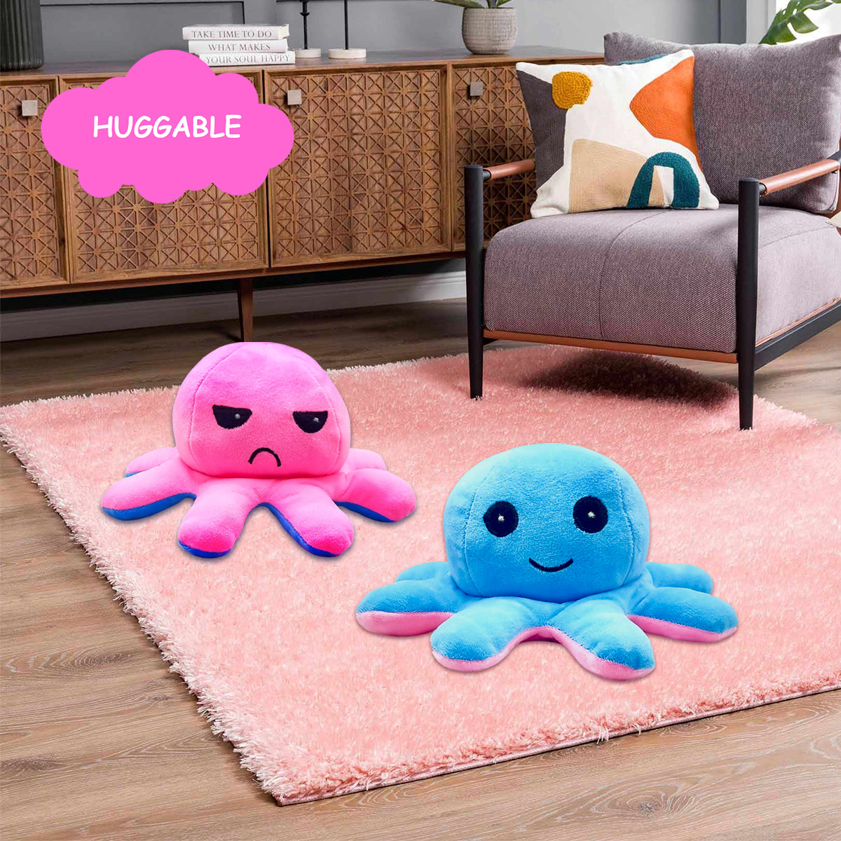 Goldenhub Toys Octopus Reversible Cute Pink/Blue 20 cm