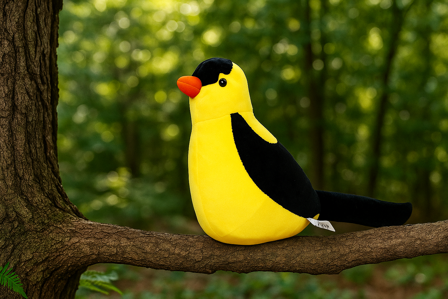 Goldenhub ToysWoodpecker Soft Toy – 25 CM | Black and Yellow Bird Plush | Cute Stuffed Animal for Kids | Premium Fabric | Nature & Bird-Themed Soft Toy for Boys & Girls