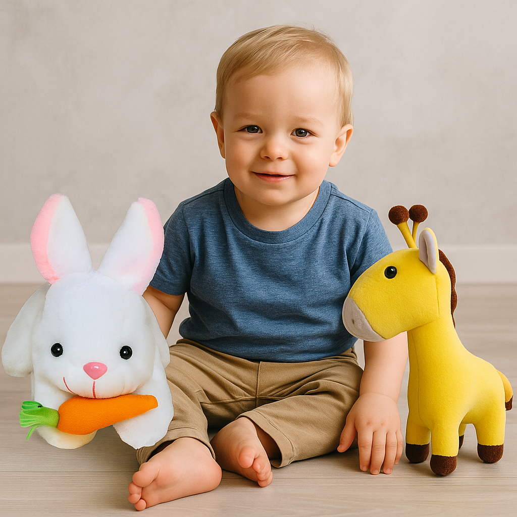Goldenhub toysCombo Set of 2 Soft Toys – Fonex Animal Plush & Cute Rabbit | Premium Soft Toy Gift for Kids, Baby Birthday, Return Gift