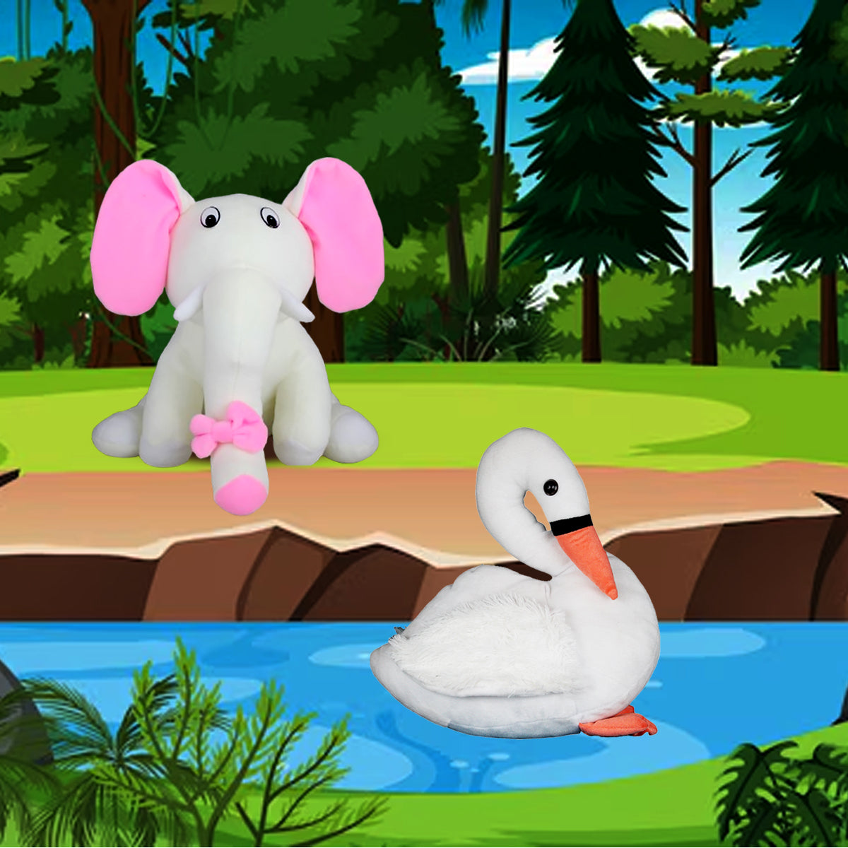 Goldenhub Toys Combo Set Of 2 Elephant & Swan