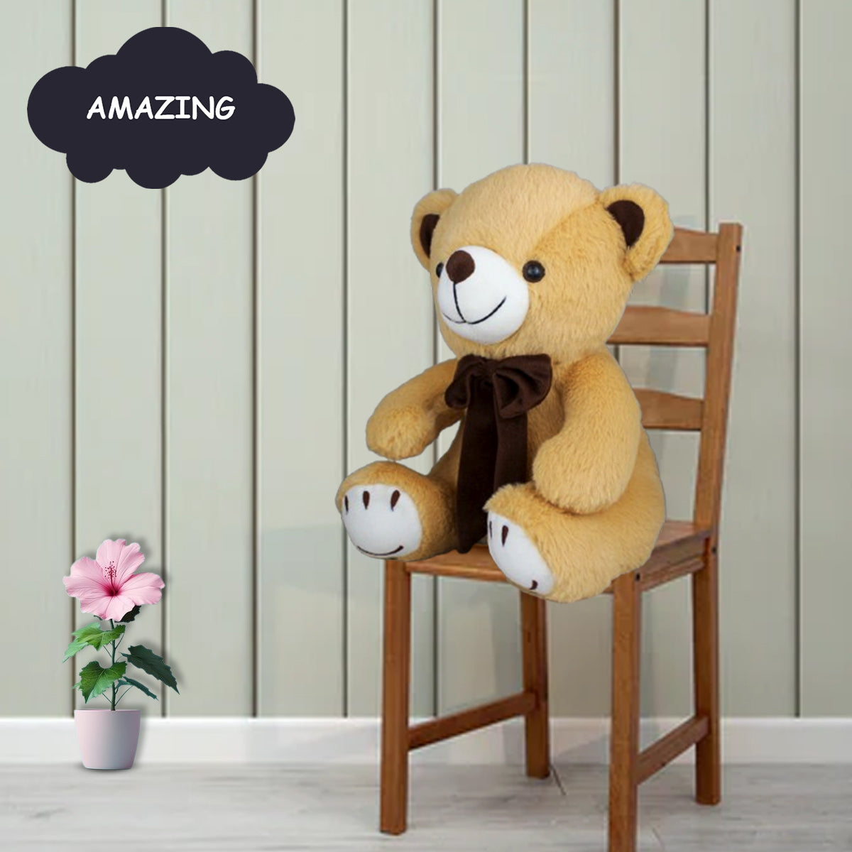 Goldenhub Smiley Sole Brown Teddy Bear -30 cm