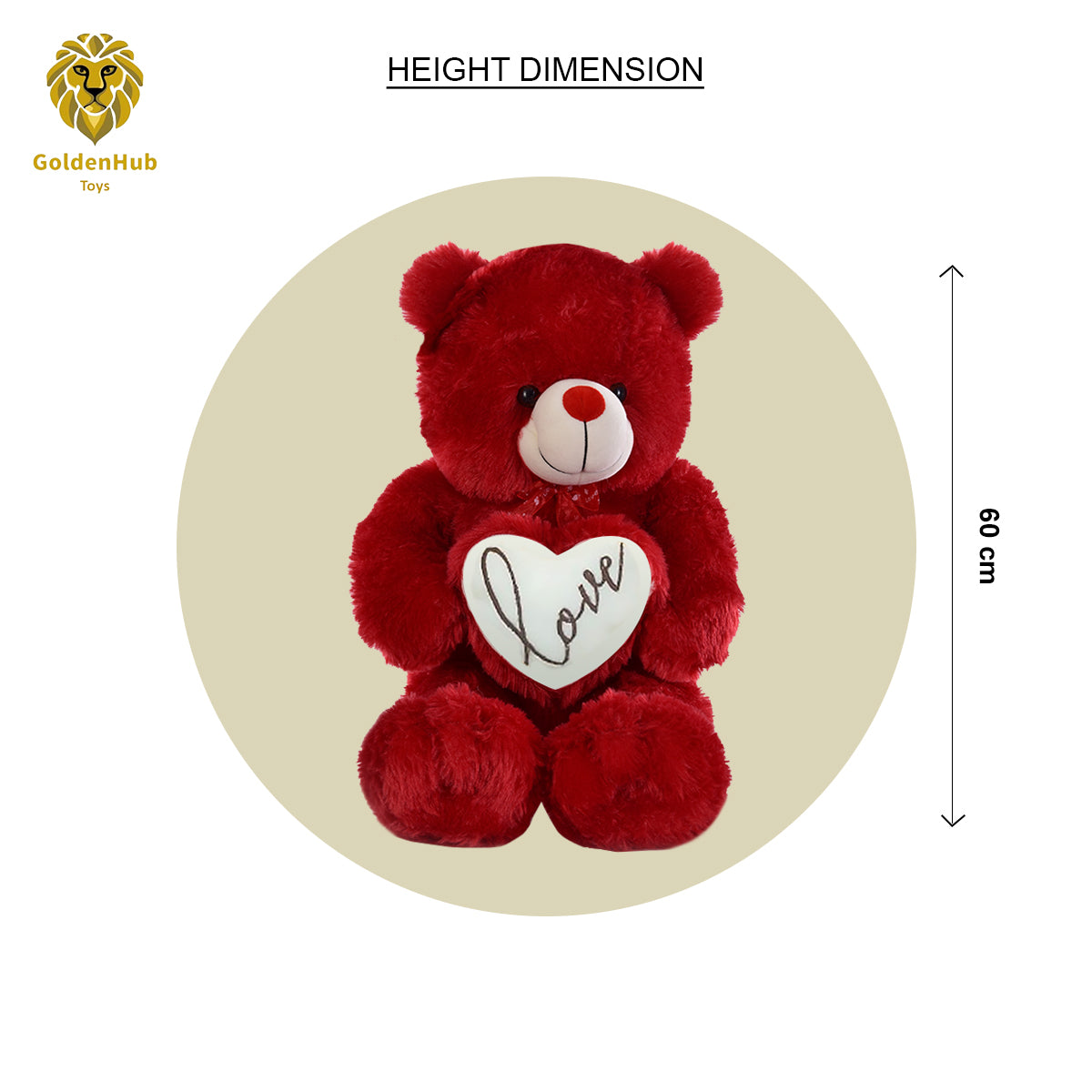 Goldenhub Teddy Bear 60 CM Standing Different With Heart Red