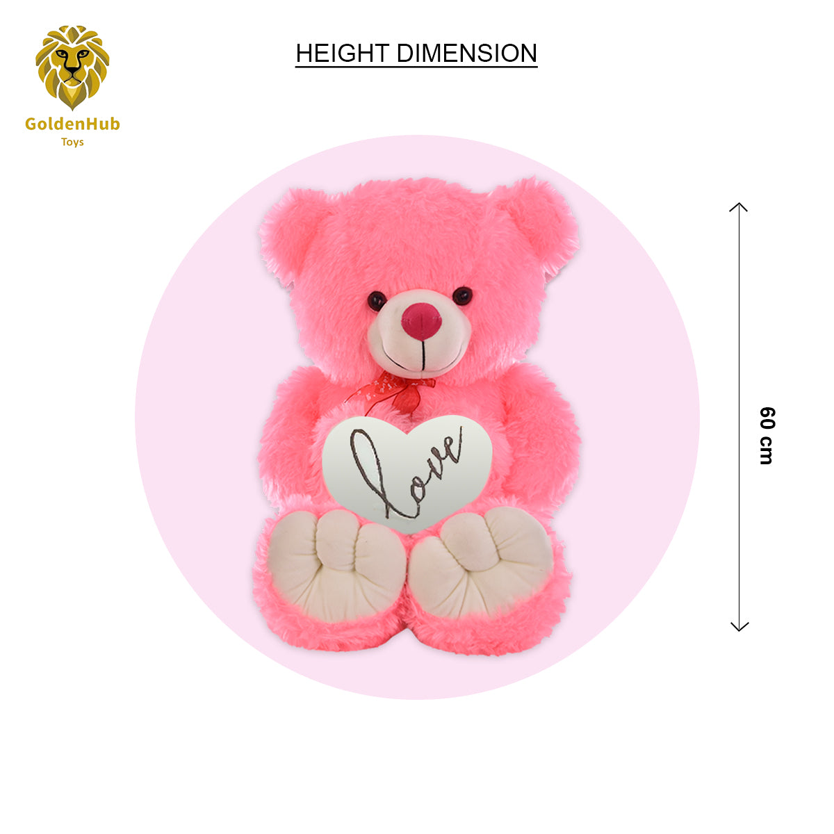 Goldenhub Teddy Bear 60 CM Different With Heart Pink