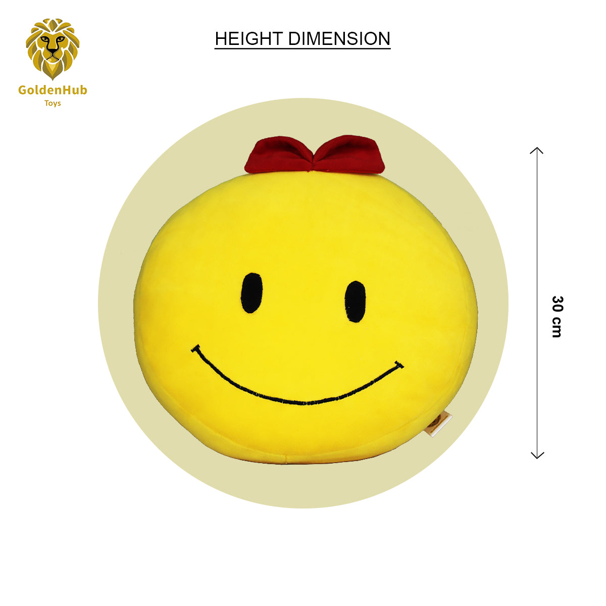 Goldenhub Toys Smiley Cushion With Bow (Girl) 30 CM