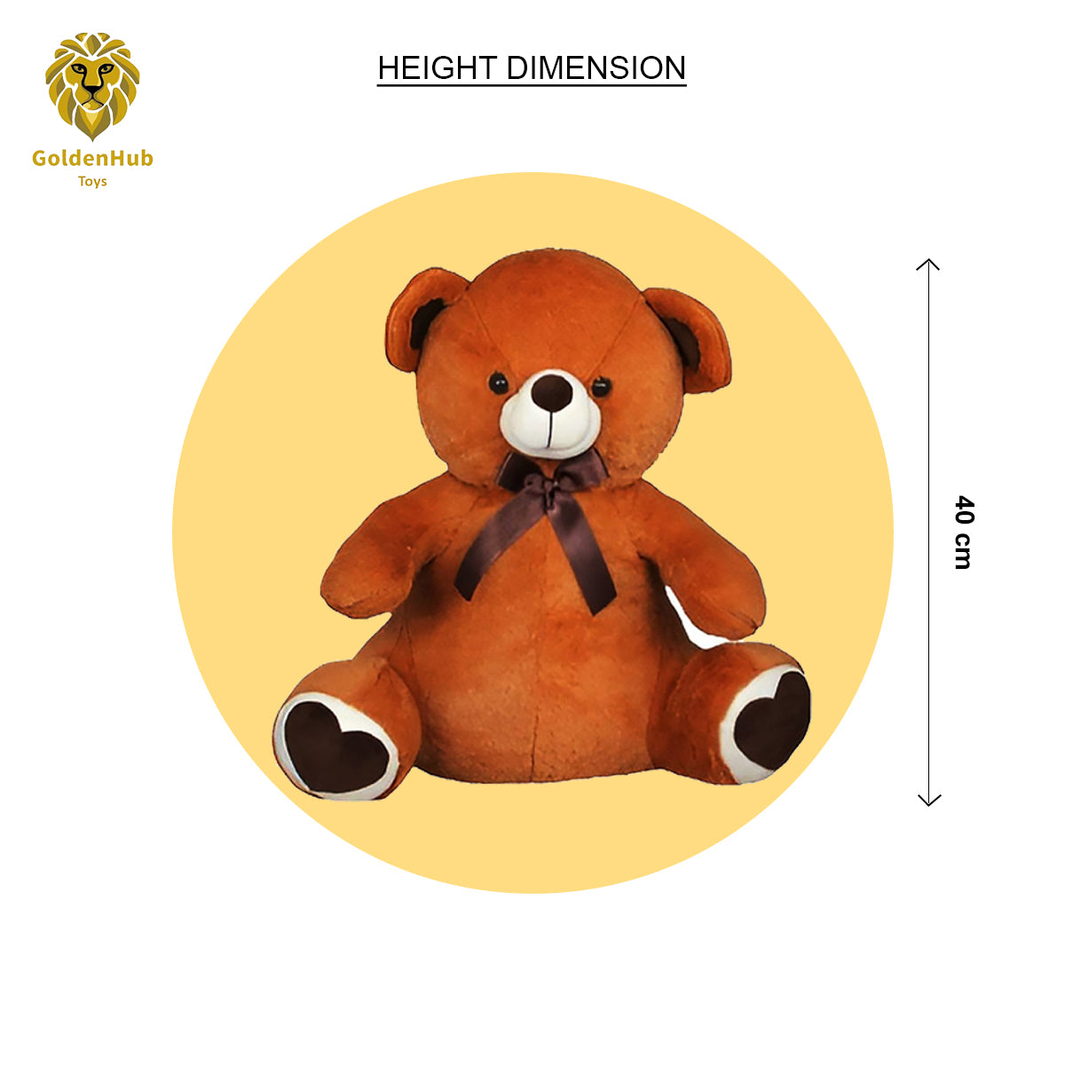 Goldenhub ToysTeddy Bear Sitting with Heart Patch on Sole – 40 CM | Cute Plush Soft Toy | Perfect Gift for Kids, Girls & Special Occasions
