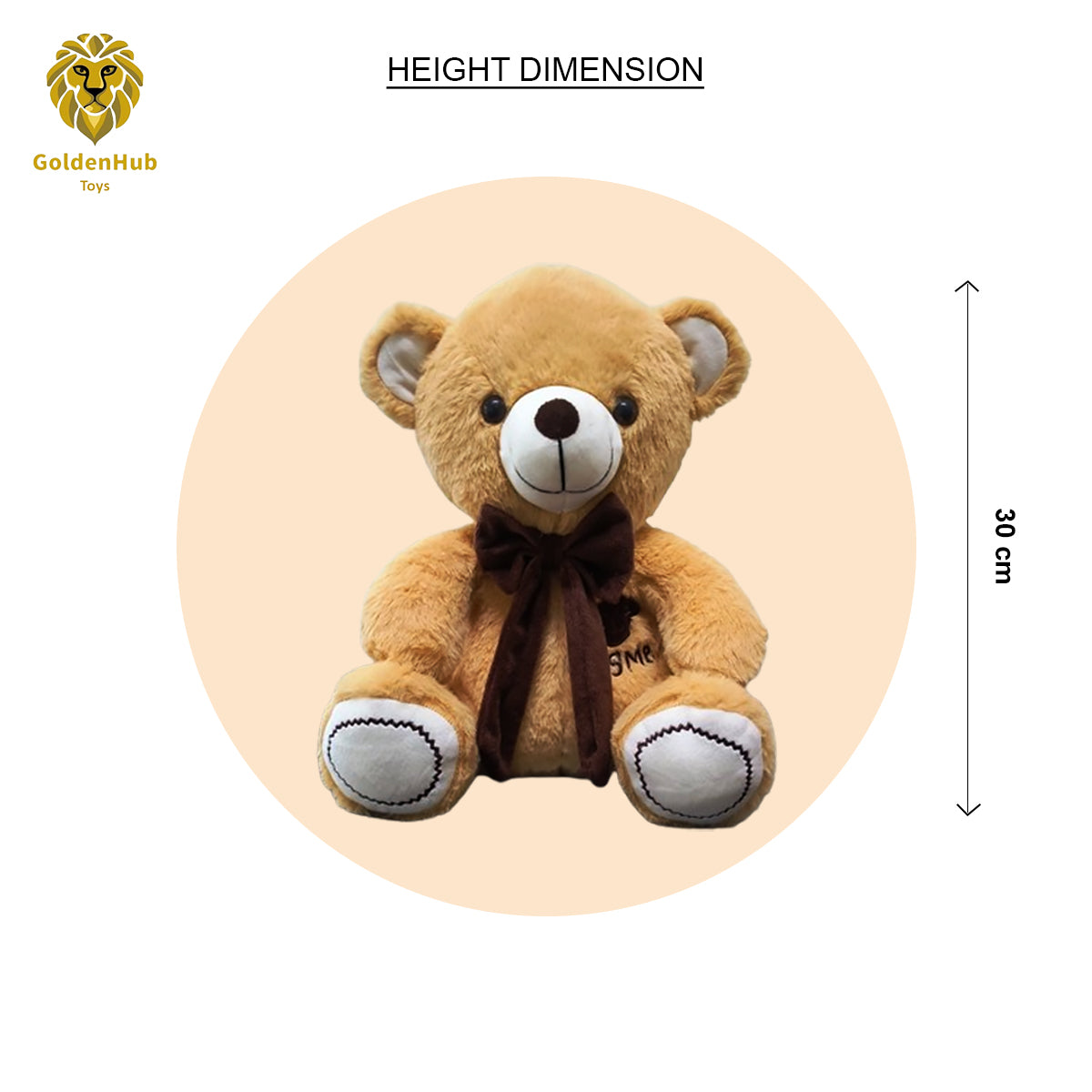 Goldenhub Toys Hug Me Teddy Brown with Zig Zag Sole30CM