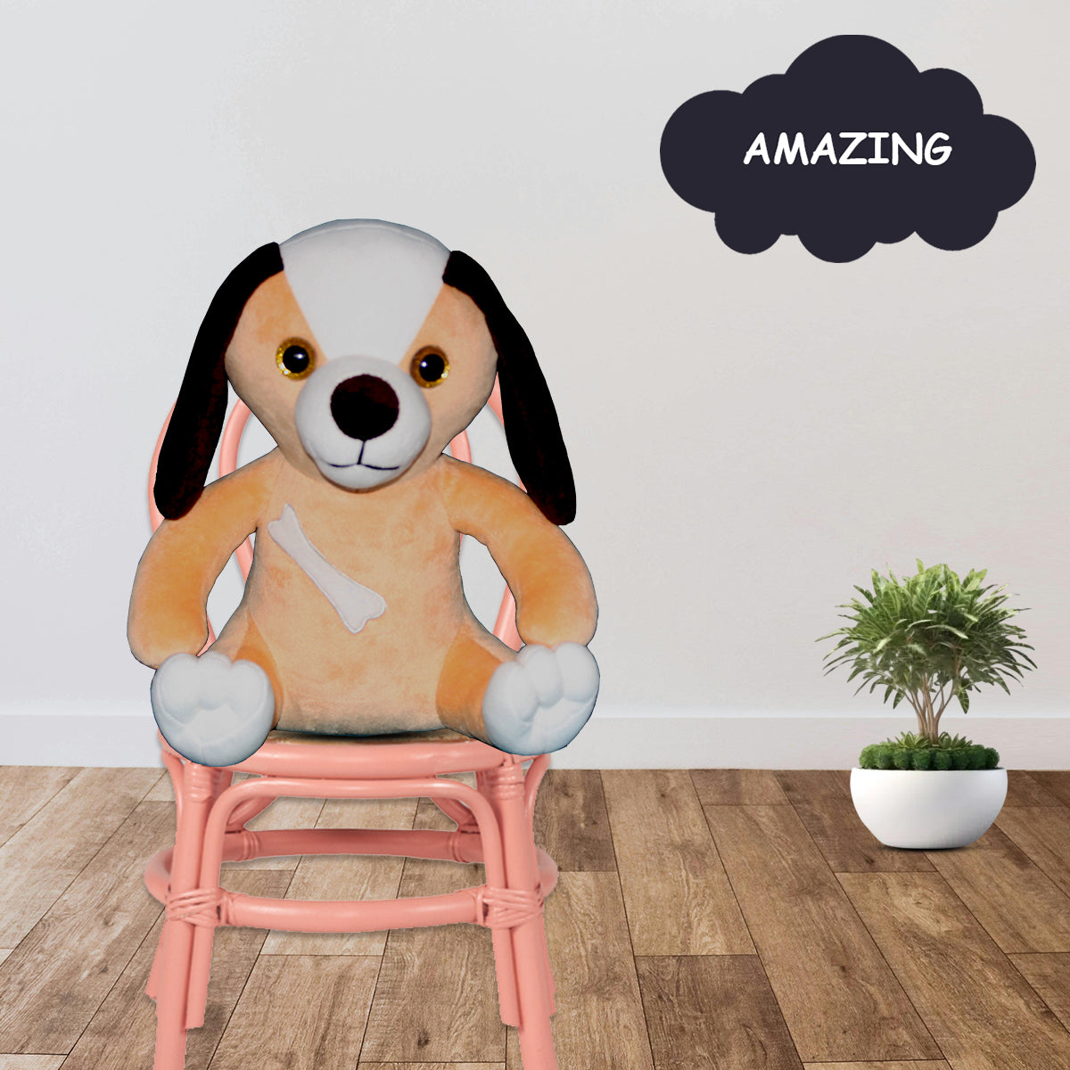 Goldenhub Plush Toy Bone Dog Beige Colour