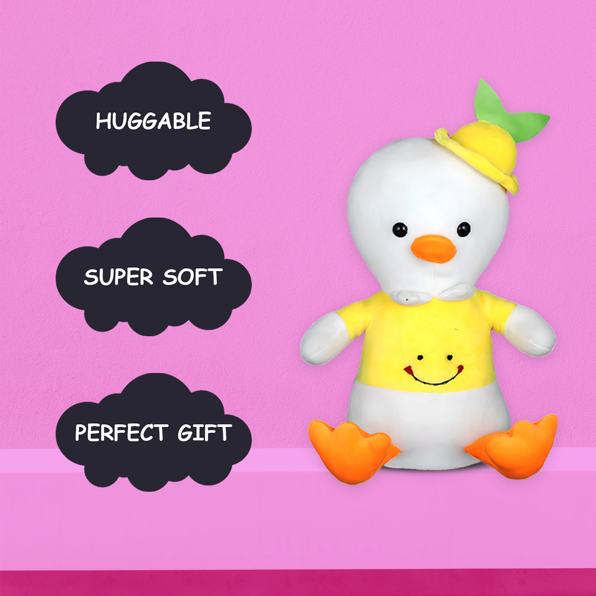 Goldenhub Teddy Yellow Duck with Cap Toys 30 cm