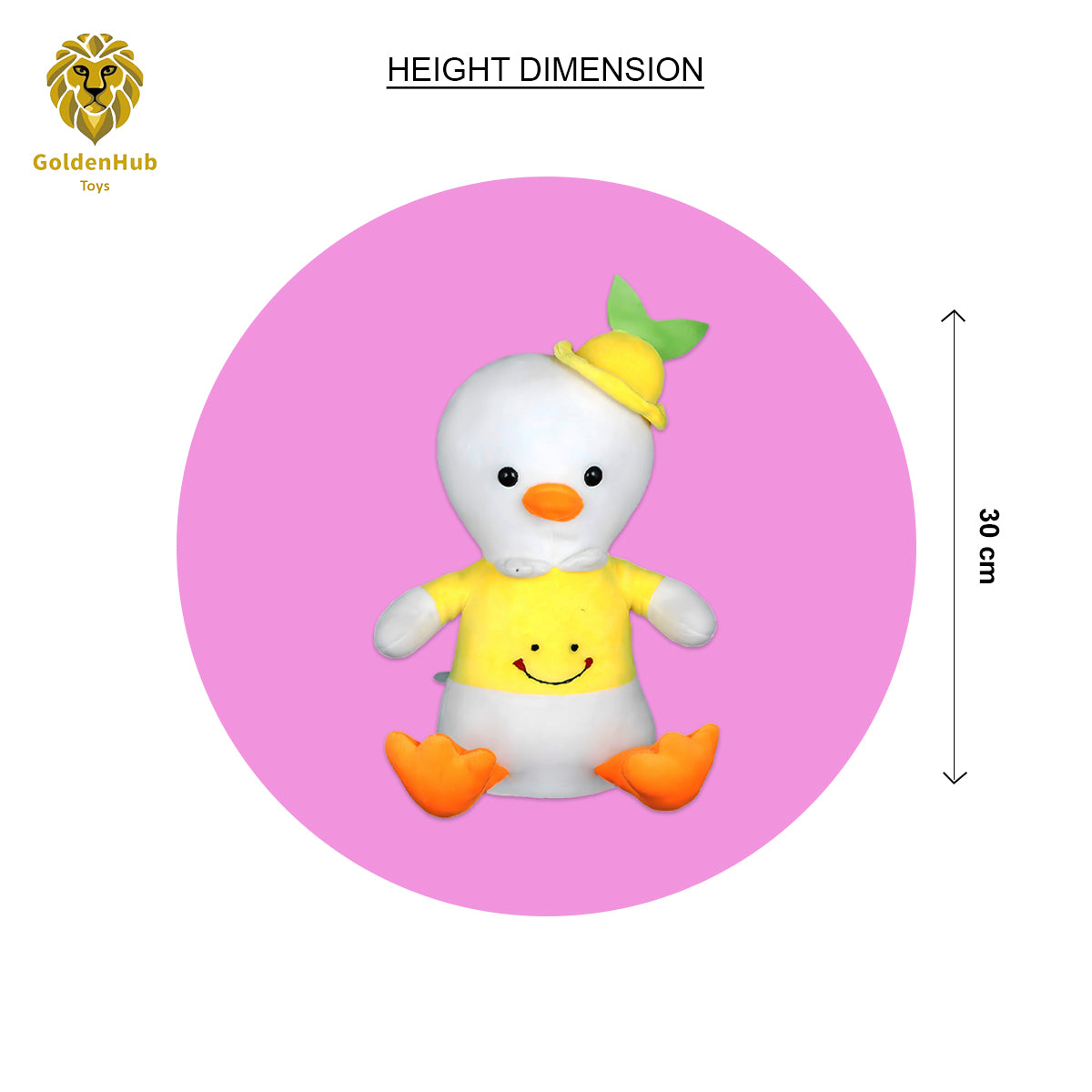 Goldenhub Teddy Yellow Duck with Cap Toys 30 cm