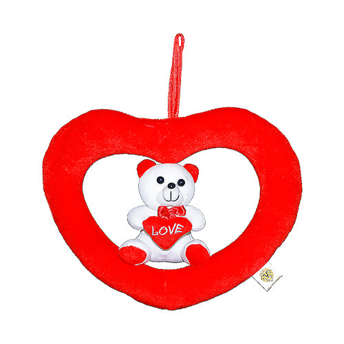 Goldenhub Toys Combo Set Of 4 Love Heart, Cute Couple Bear Sitting on Heart, Hanging Heart & Teddyy
