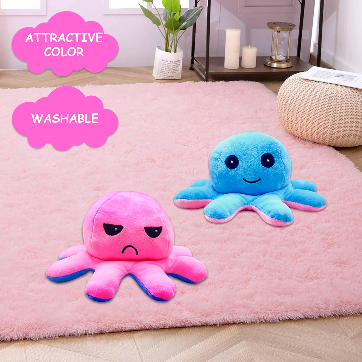 Goldenhub Toys Octopus Reversible Cute Pink/Blue 20 cm
