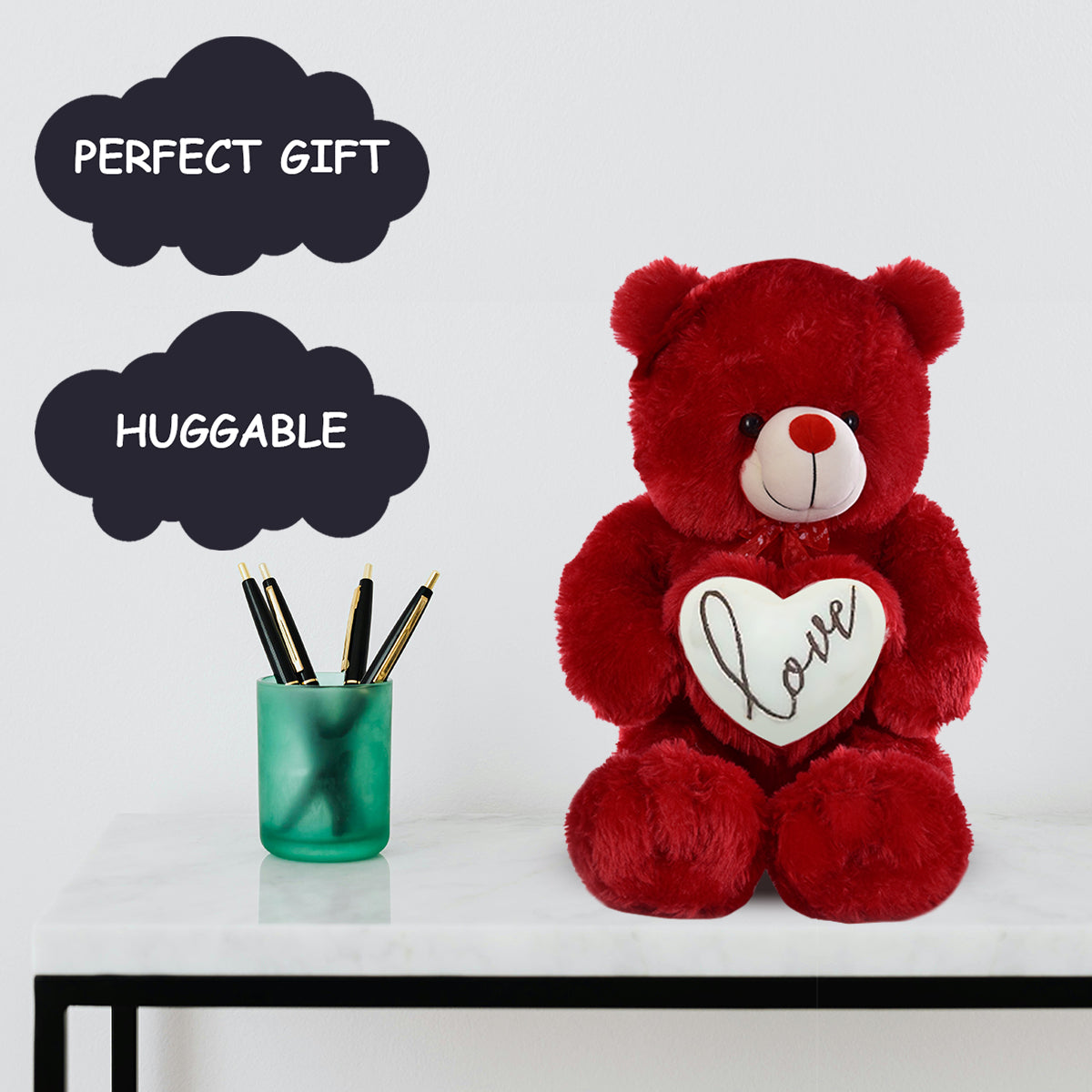 Goldenhub Teddy Bear 60 CM Standing Different With Heart Red