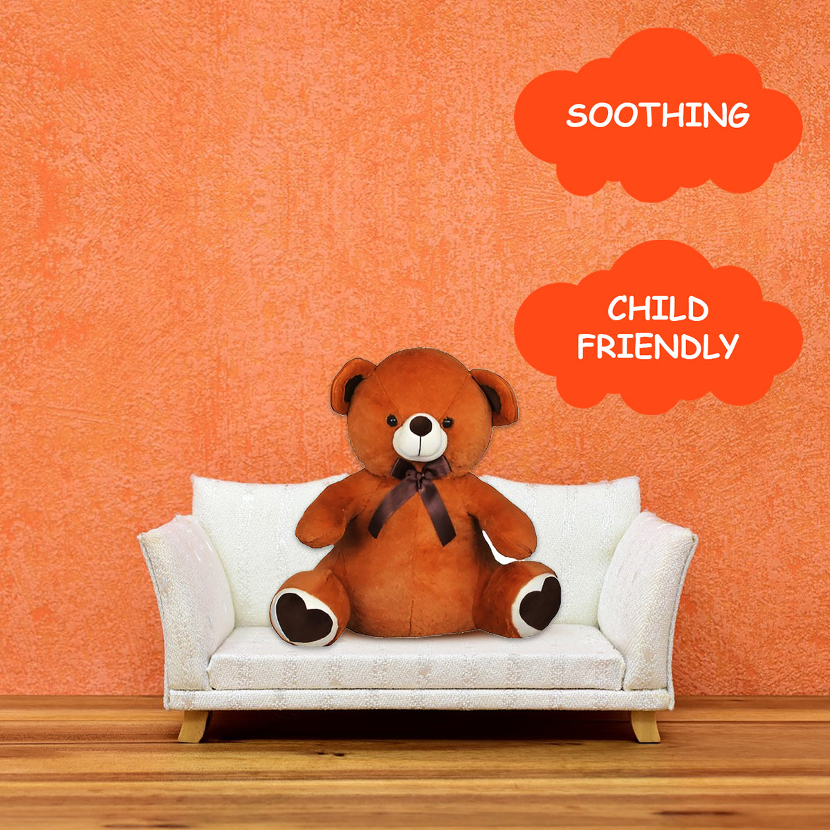 Goldenhub ToysTeddy Bear Sitting with Heart Patch on Sole – 40 CM | Cute Plush Soft Toy | Perfect Gift for Kids, Girls & Special Occasions