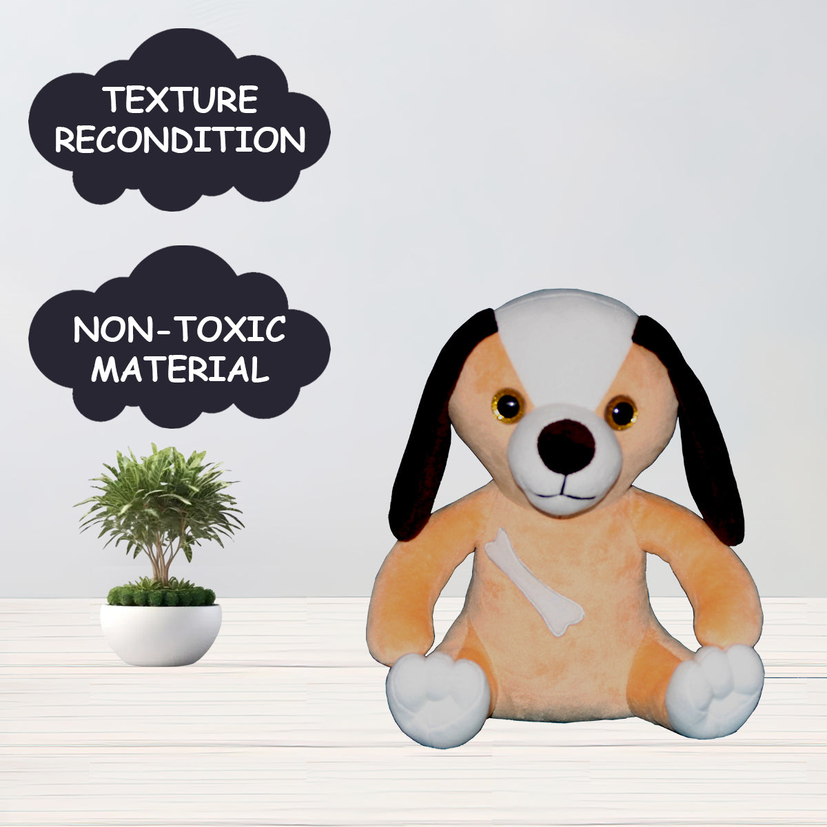 Goldenhub Plush Toy Bone Dog Beige Colour