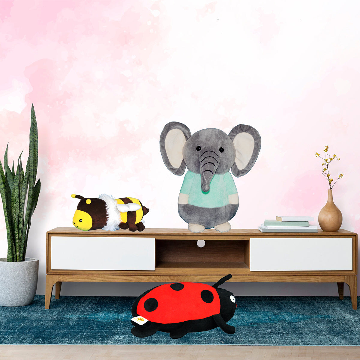 Goldenhub Toys Combo Of 3 Ladybug, Elephant in Dress & Honeybee