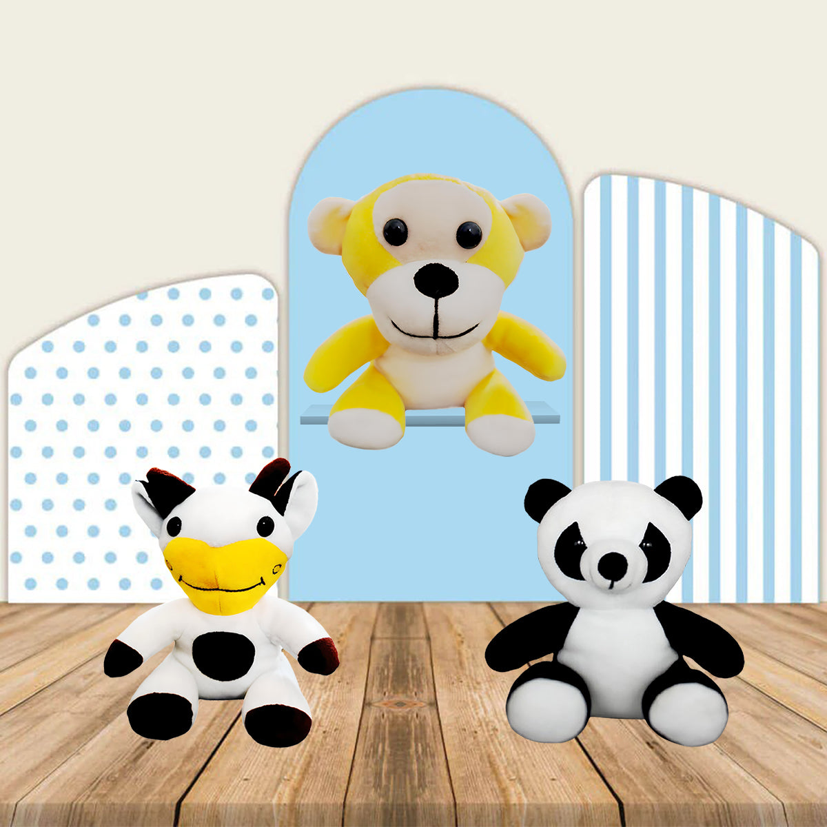 Goldenhub Toys Combo Set Of 3 Monkey, Cow & Panda