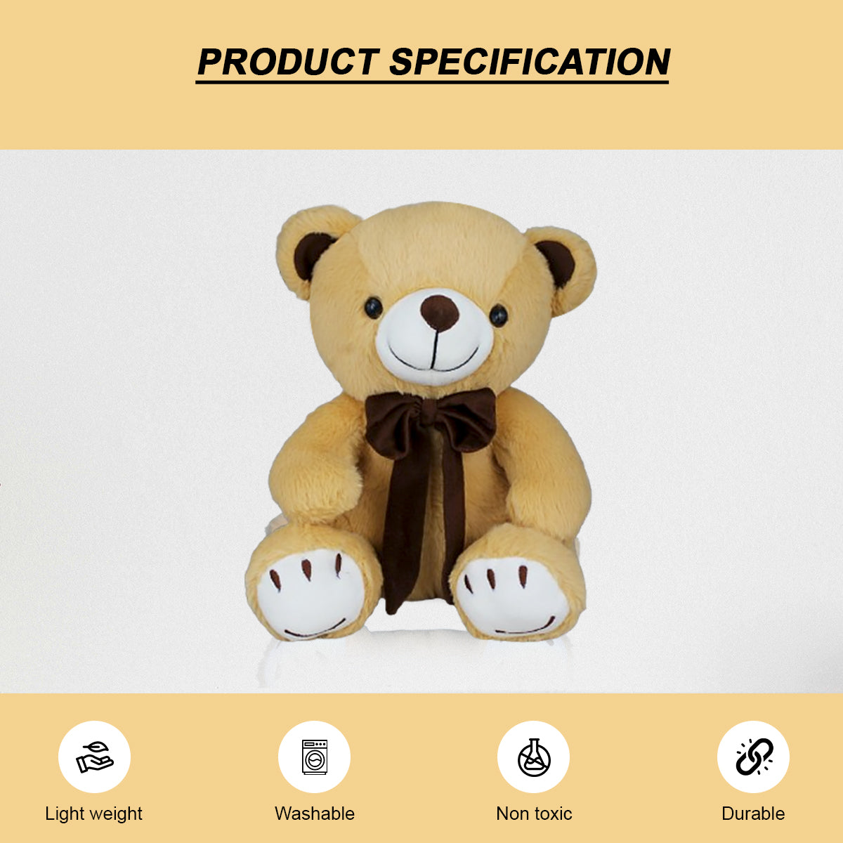 Goldenhub Smiley Sole Brown Teddy Bear -30 cm