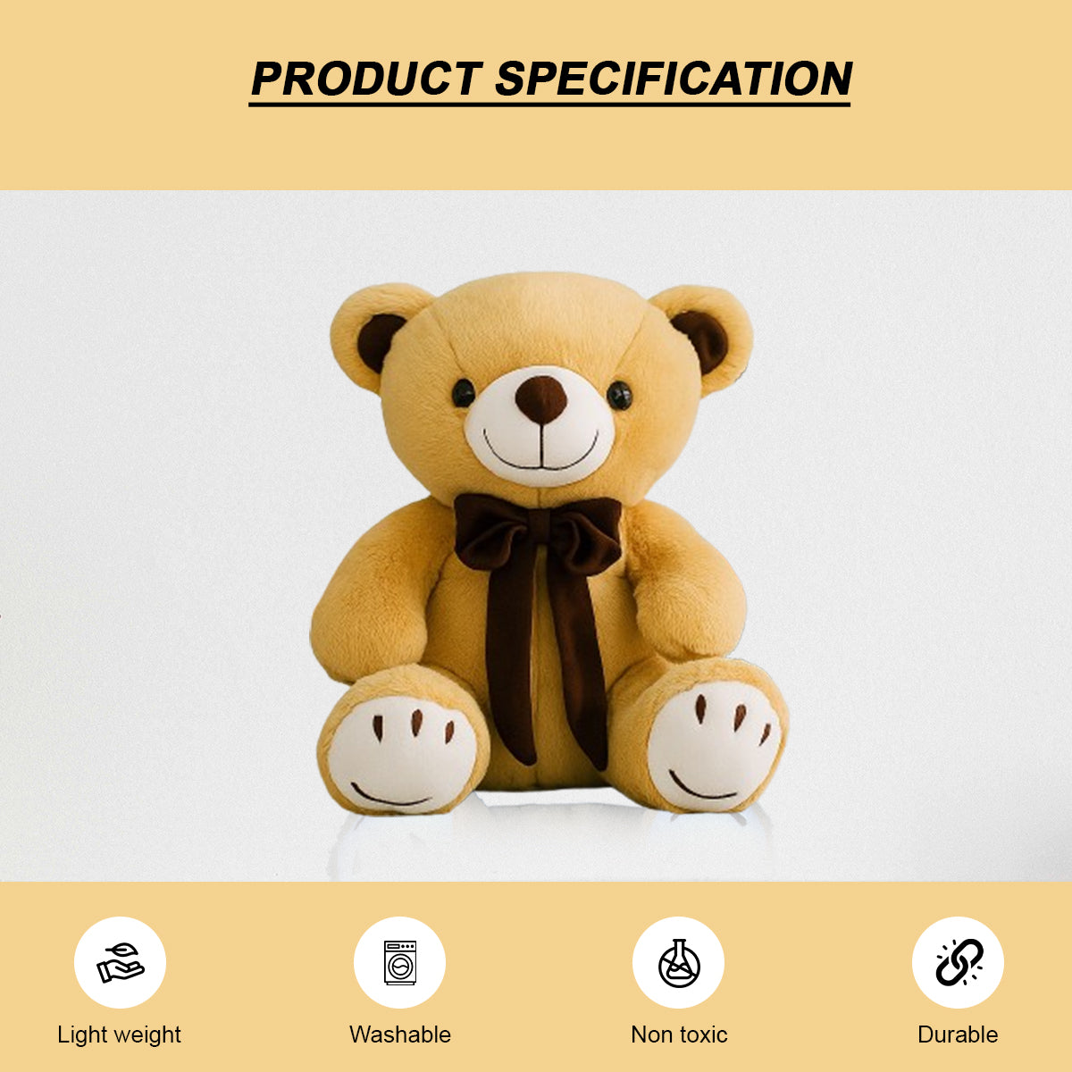 Goldenhub Smiley Sole Brown Teddy Bear 30 cm – Cute Soft Plush Toy for Kids, Super-Soft, Huggable & Safe, Perfect Gift for Boys & Girls