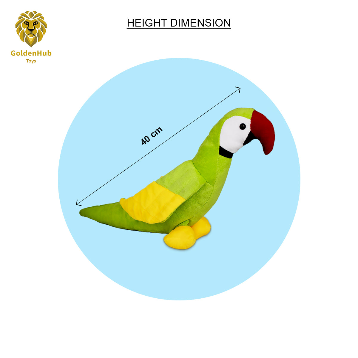 Goldenhub Teddy Green King Parrot - 40 cm