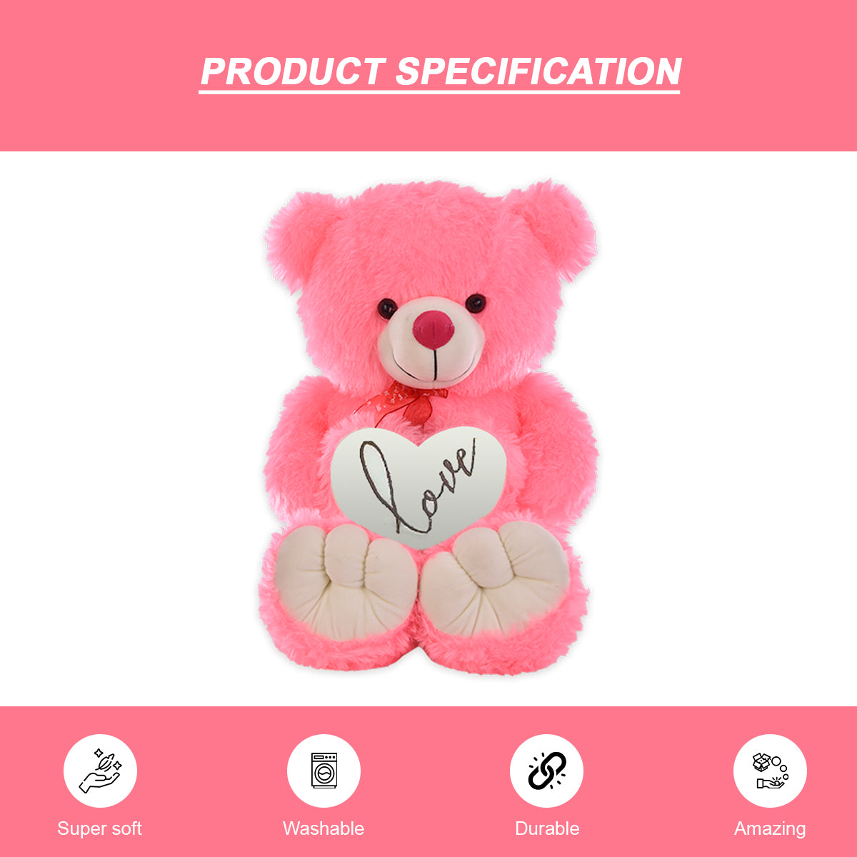 Goldenhub Teddy Bear 60 CM Different With Heart Pink