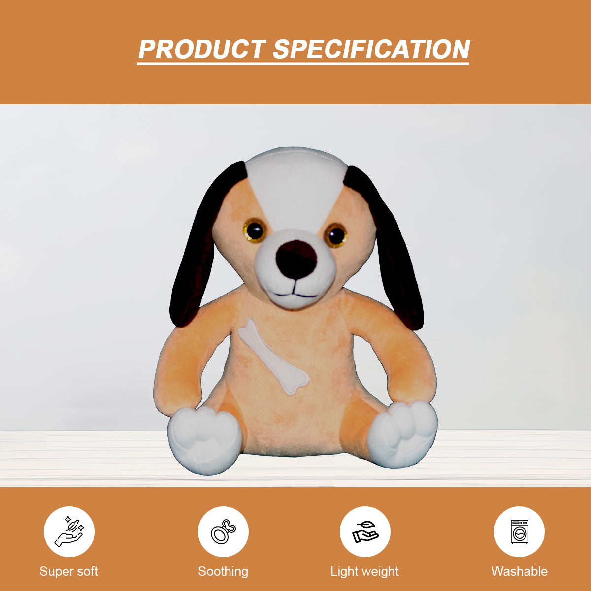 Goldenhub Plush Toy Bone Dog Beige Colour