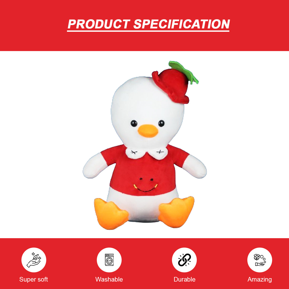 Goldenhub Toys Duck With Cap Red 30 CM