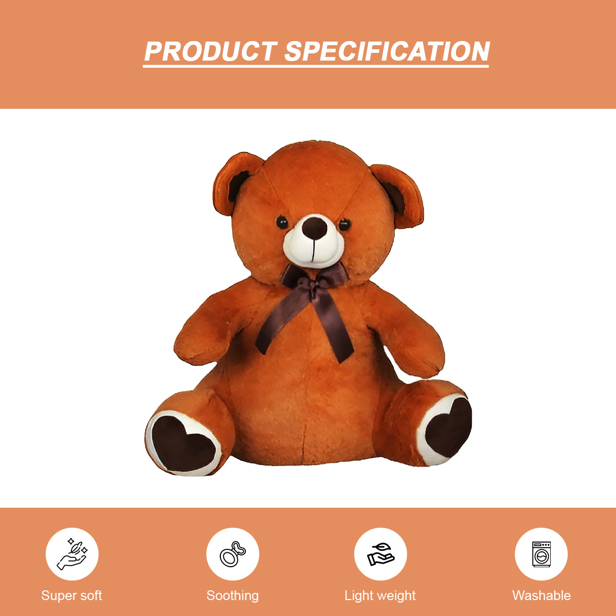 Goldenhub ToysTeddy Bear Sitting with Heart Patch on Sole – 40 CM | Cute Plush Soft Toy | Perfect Gift for Kids, Girls & Special Occasions