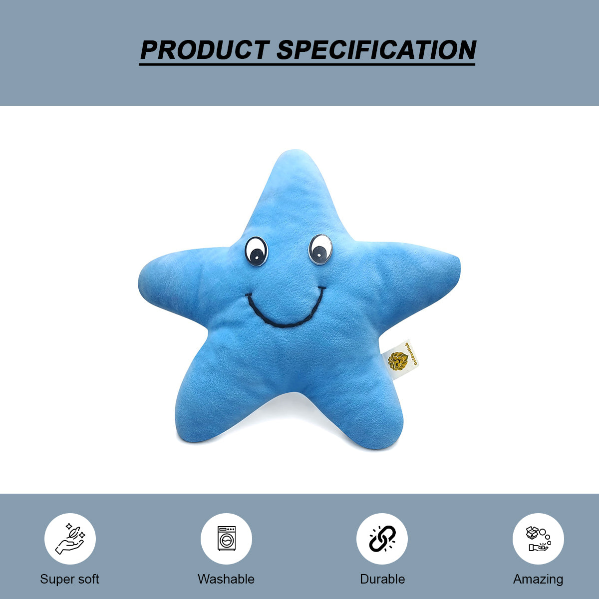 Goldenhub Teddy Blue Star Fish Medium 25 cm Cute
