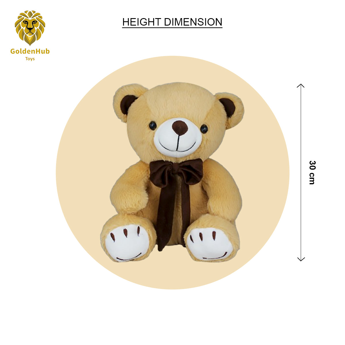 Goldenhub Smiley Sole Brown Teddy Bear -30 cm