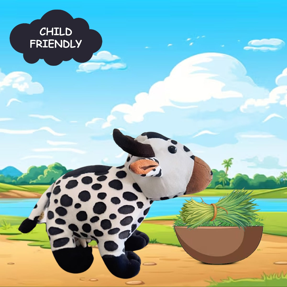 Goldenhub Toys Premium Standing Dotted Printed Cow