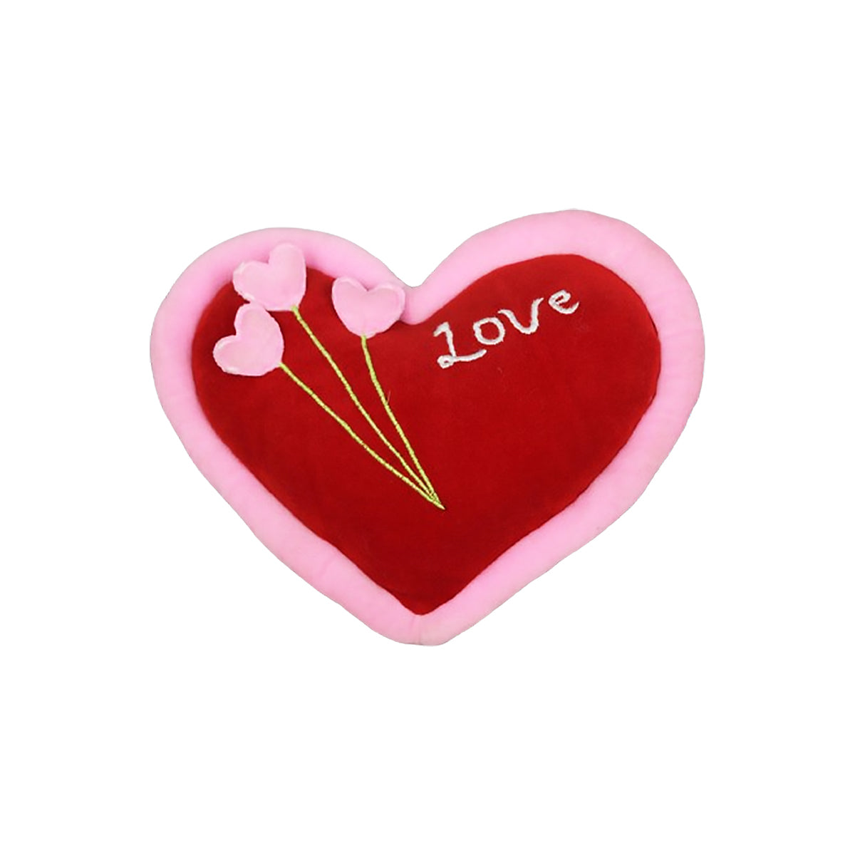 Goldenhub Toys Decorative Heart Cushion with Love Design, Pink and Red, Plush Fabric
